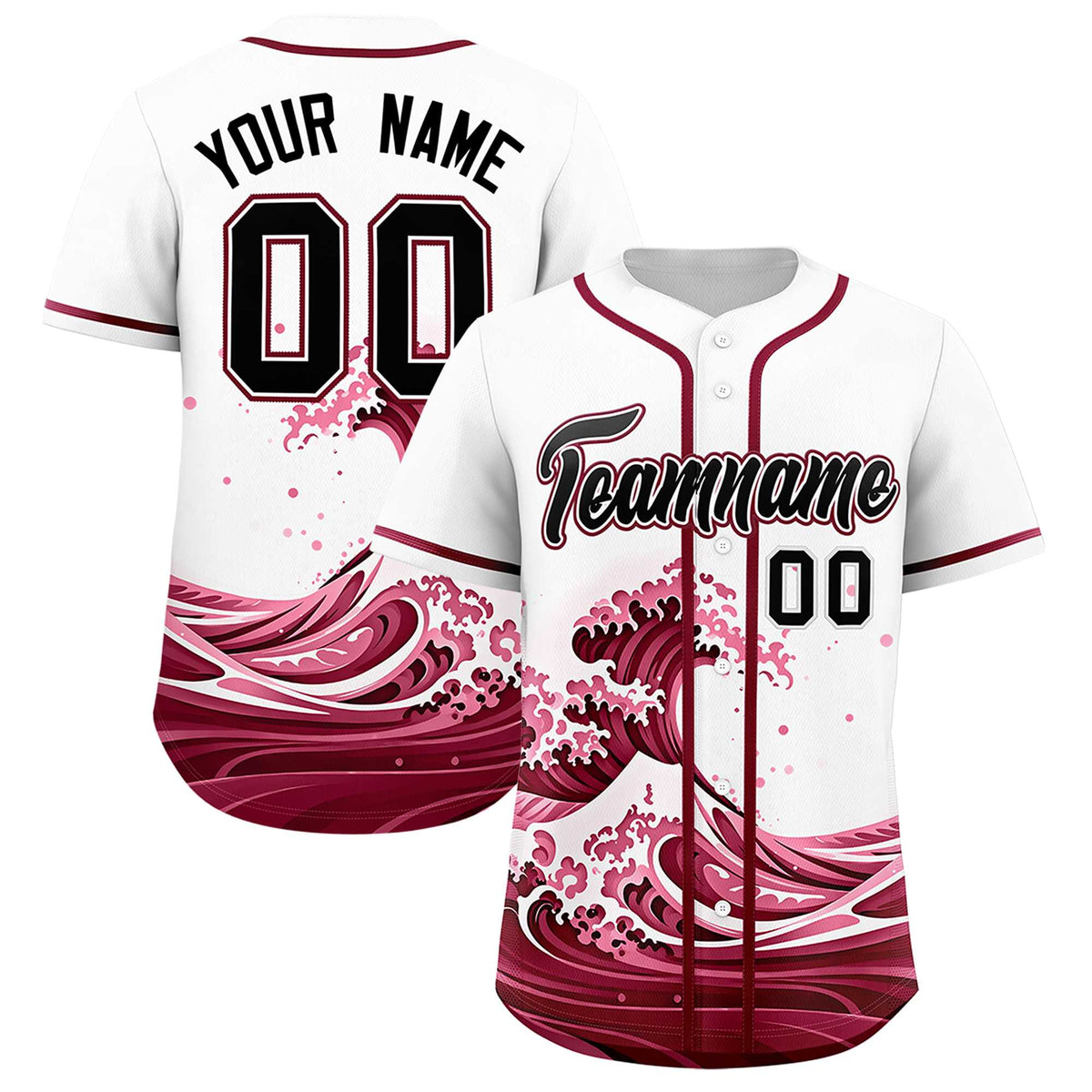 Custom White Wave Graffiti Pattern Authentic Baseball Jersey