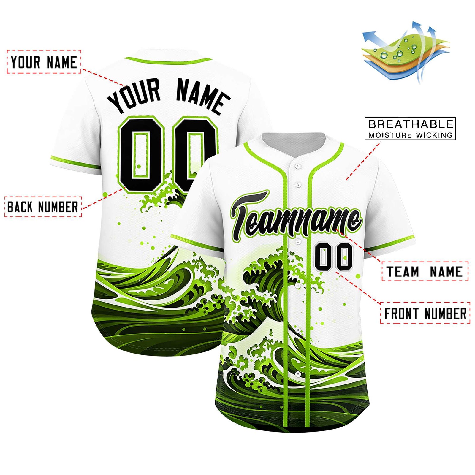 Custom White Wave Graffiti Pattern Authentic Baseball Jersey