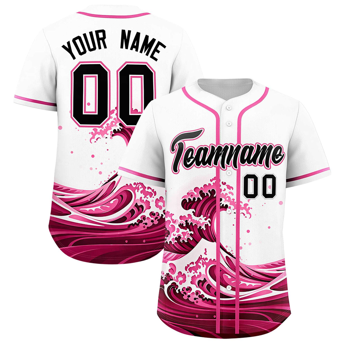 Custom White Wave Graffiti Pattern Authentic Baseball Jersey