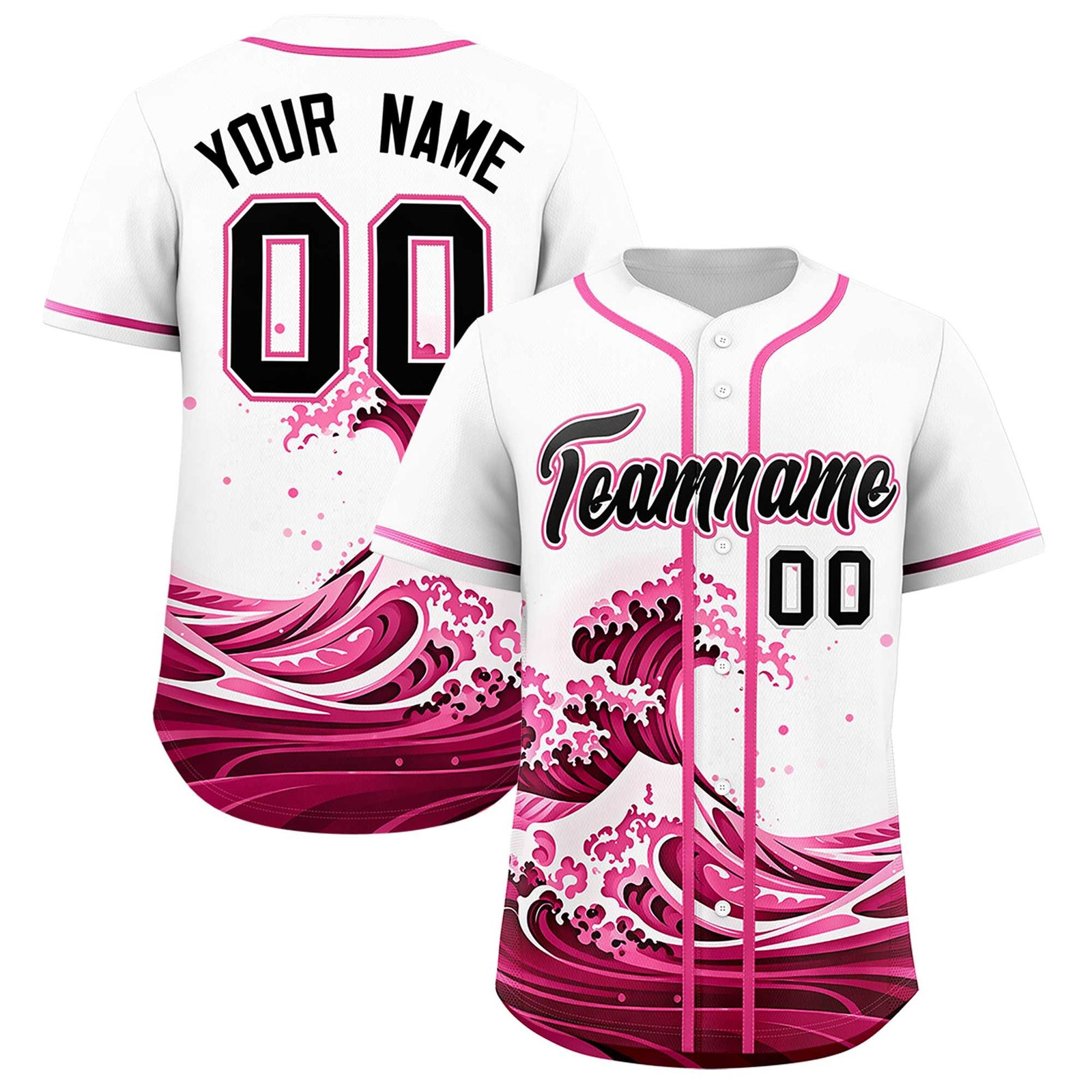 Custom White Wave Graffiti Pattern Authentic Baseball Jersey