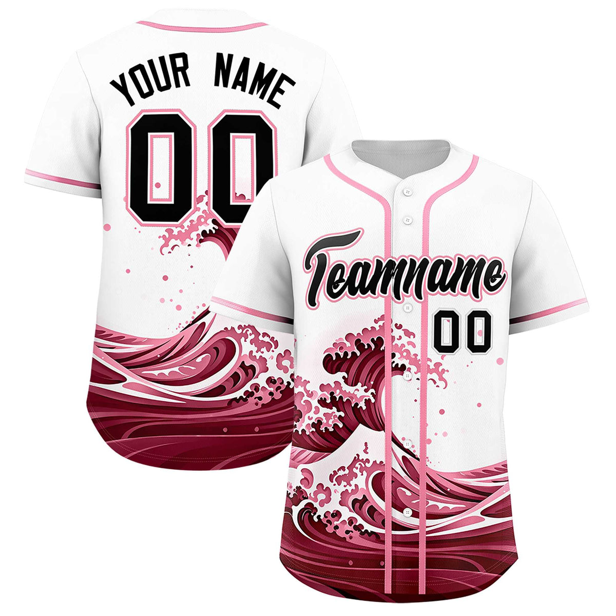 Custom White Wave Graffiti Pattern Authentic Baseball Jersey