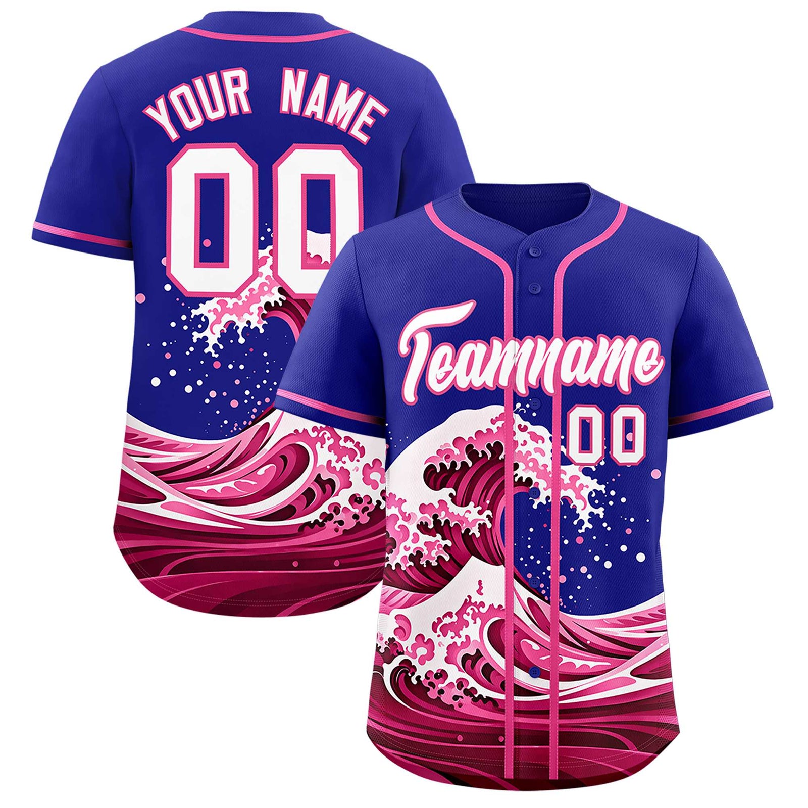 Custom Royal Wave Graffiti Pattern Authentic Baseball Jersey