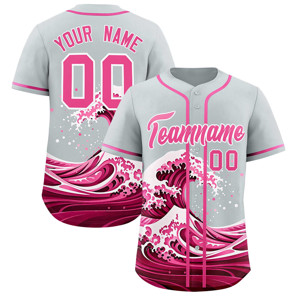 Custom Silver Wave Graffiti Pattern Authentic Baseball Jersey
