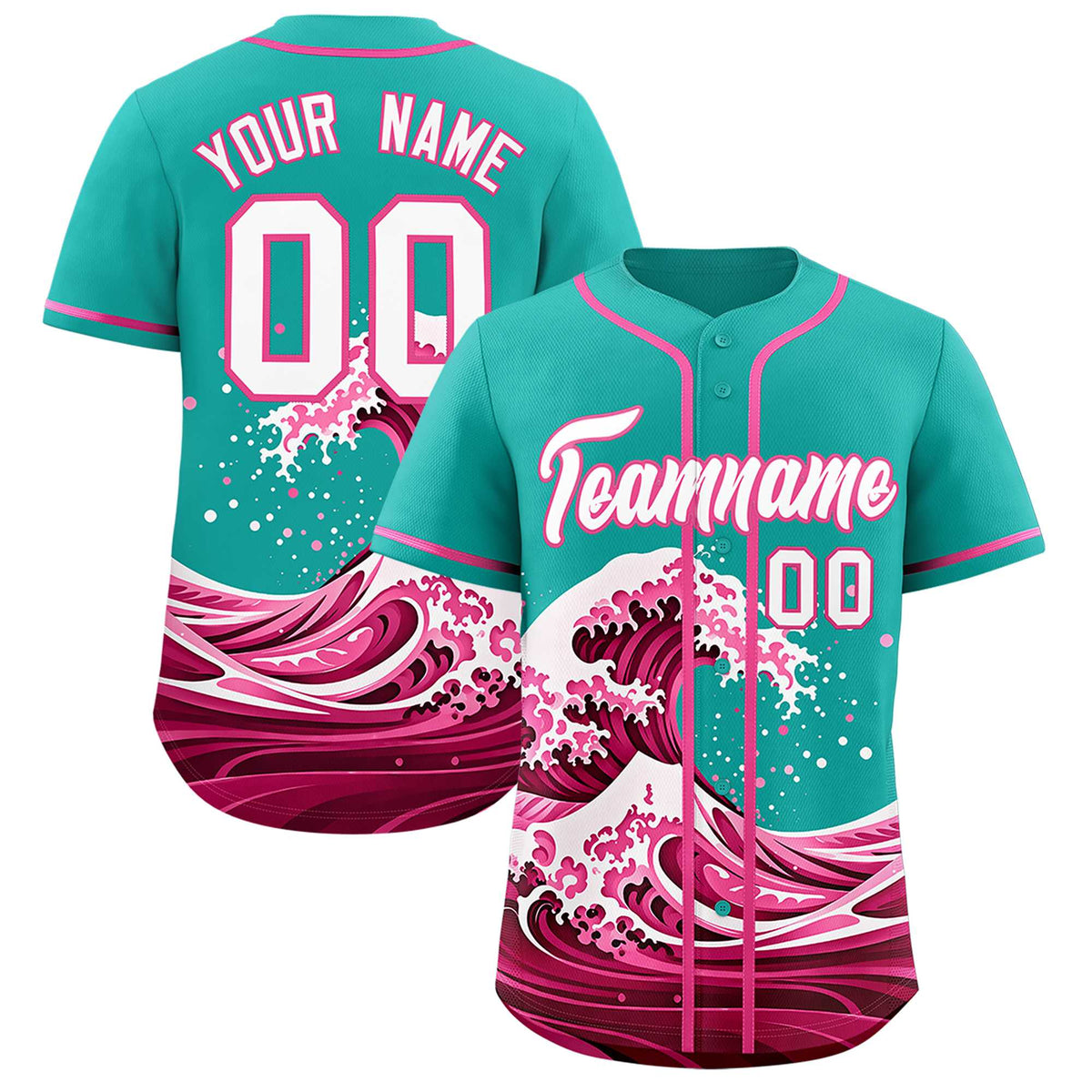 Custom Aqua Wave Graffiti Pattern Authentic Baseball Jersey