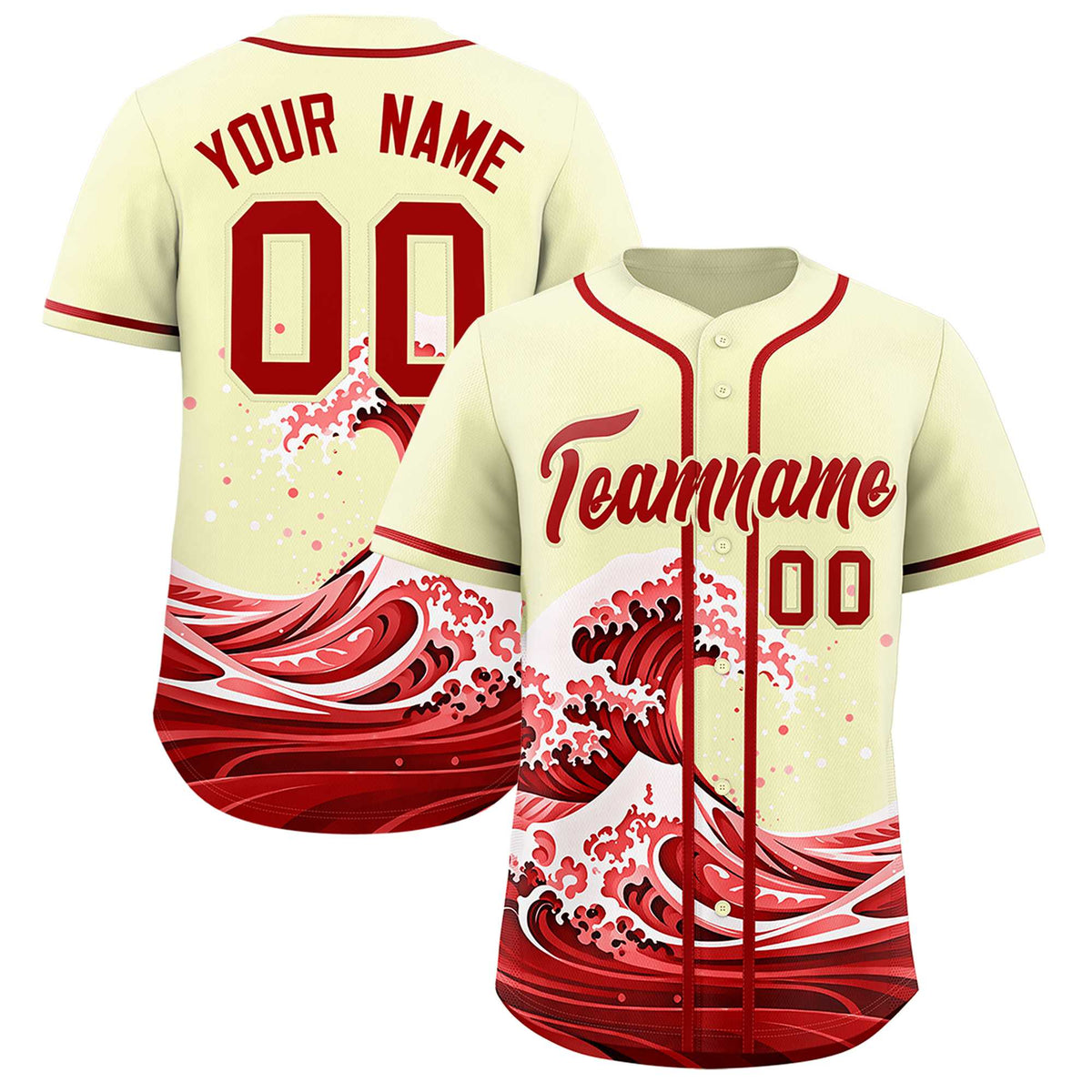 Custom Cream Wave Graffiti Pattern Authentic Baseball Jersey