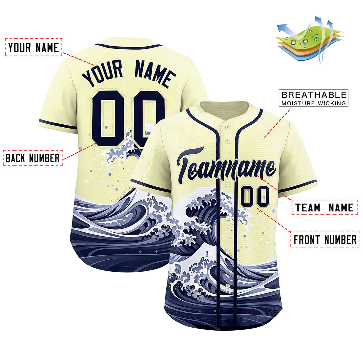 Custom Cream Wave Graffiti Pattern Authentic Baseball Jersey