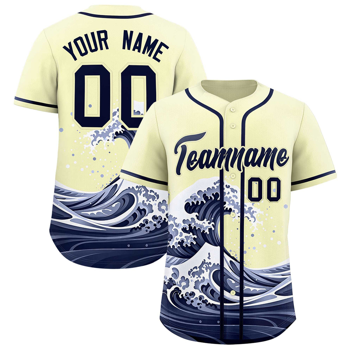 Custom Cream Wave Graffiti Pattern Authentic Baseball Jersey
