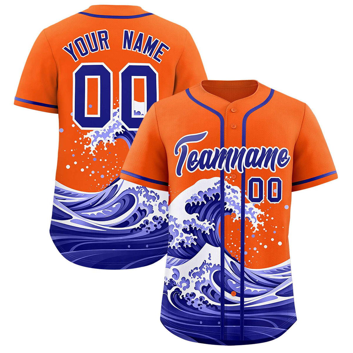 Custom Orange Wave Graffiti Pattern Authentic Baseball Jersey