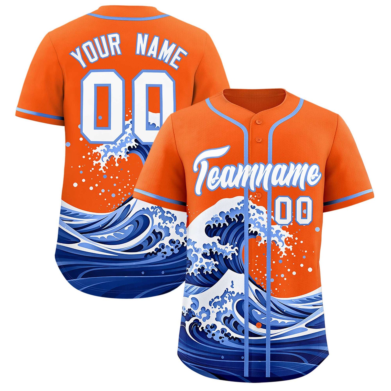 Custom Orange Wave Graffiti Pattern Authentic Baseball Jersey