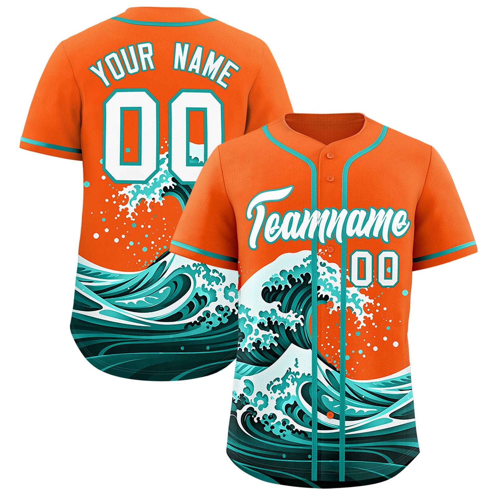 Custom Orange Wave Graffiti Pattern Authentic Baseball Jersey