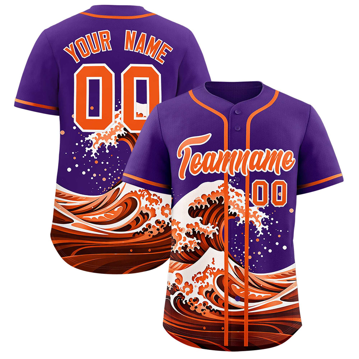 Custom Purple Wave Graffiti Pattern Authentic Baseball Jersey
