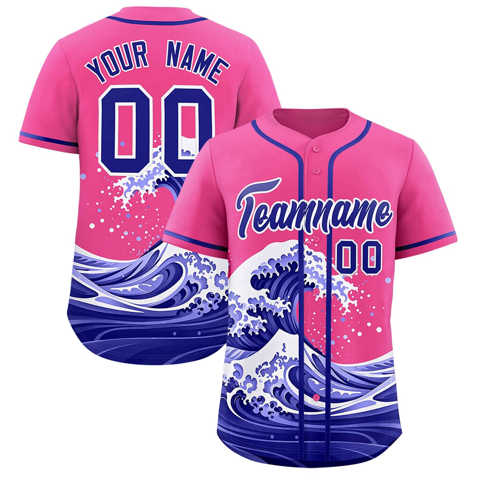 Custom Pink Wave Graffiti Pattern Authentic Baseball Jersey