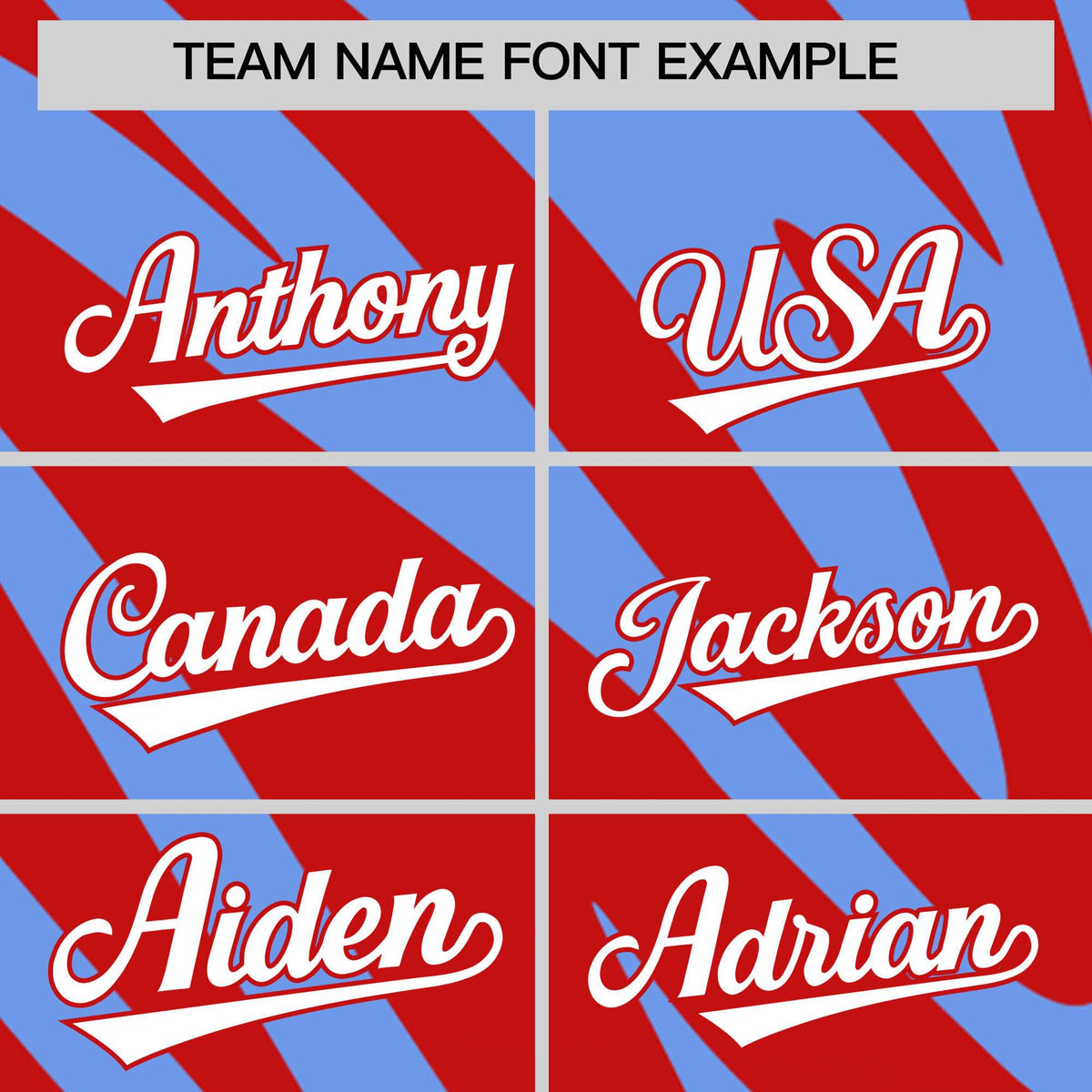 Custom Red Light Blue Tiger Stripe Gradient Animal Print Personalized Team Shirt Baseball Jersey