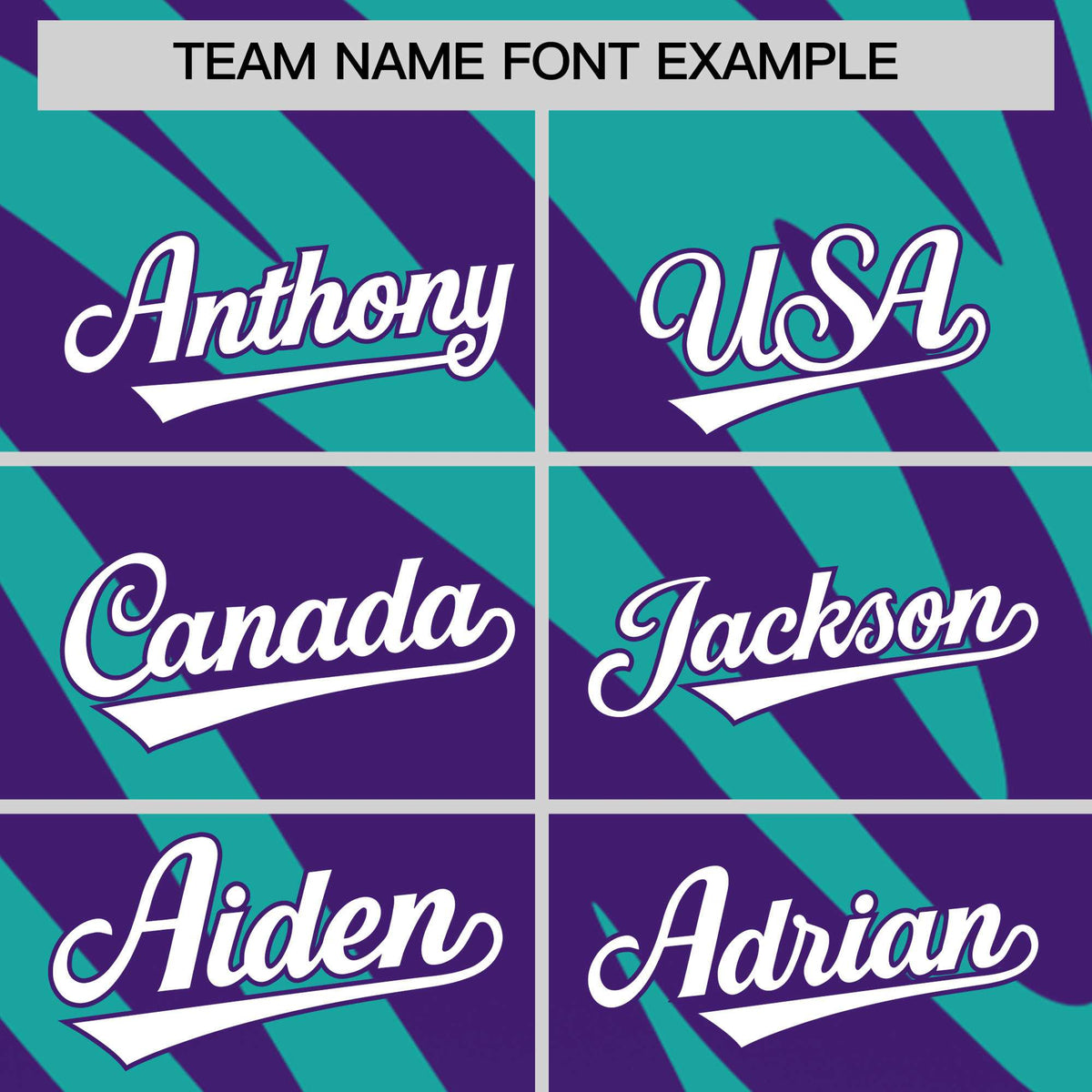 Custom Aqua Purple Tiger Stripe Gradient Animal Print Personalized Team Shirt Baseball Jersey