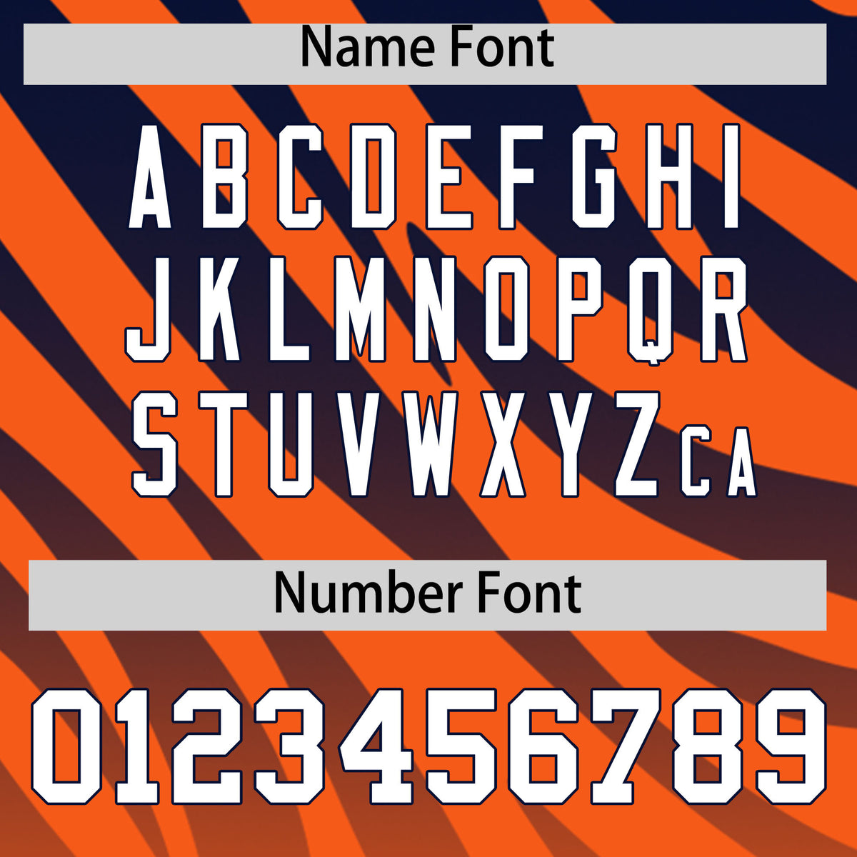 Custom Navy Orange Tiger Stripe Gradient Animal Print Personalized Team Shirt Baseball Jersey