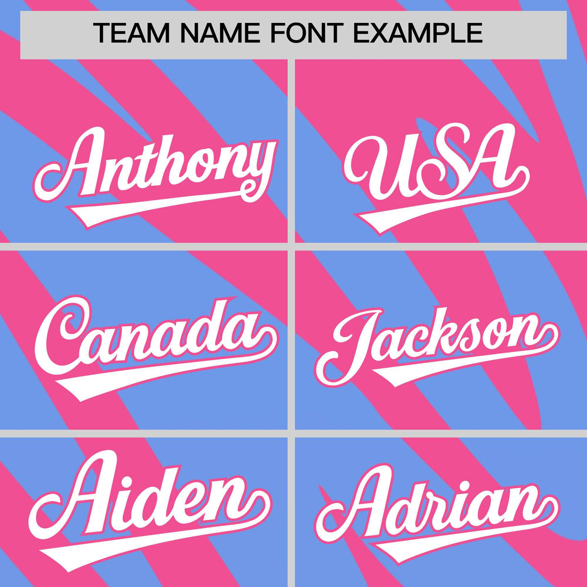 Custom Pink Light Blue Tiger Stripe Gradient Animal Print Personalized Team Shirt Baseball Jersey