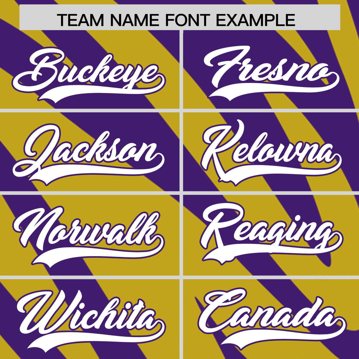 Custom Purple Old Gold Tiger Stripe Gradient Animal Print Personalized Team Shirt Baseball Jersey