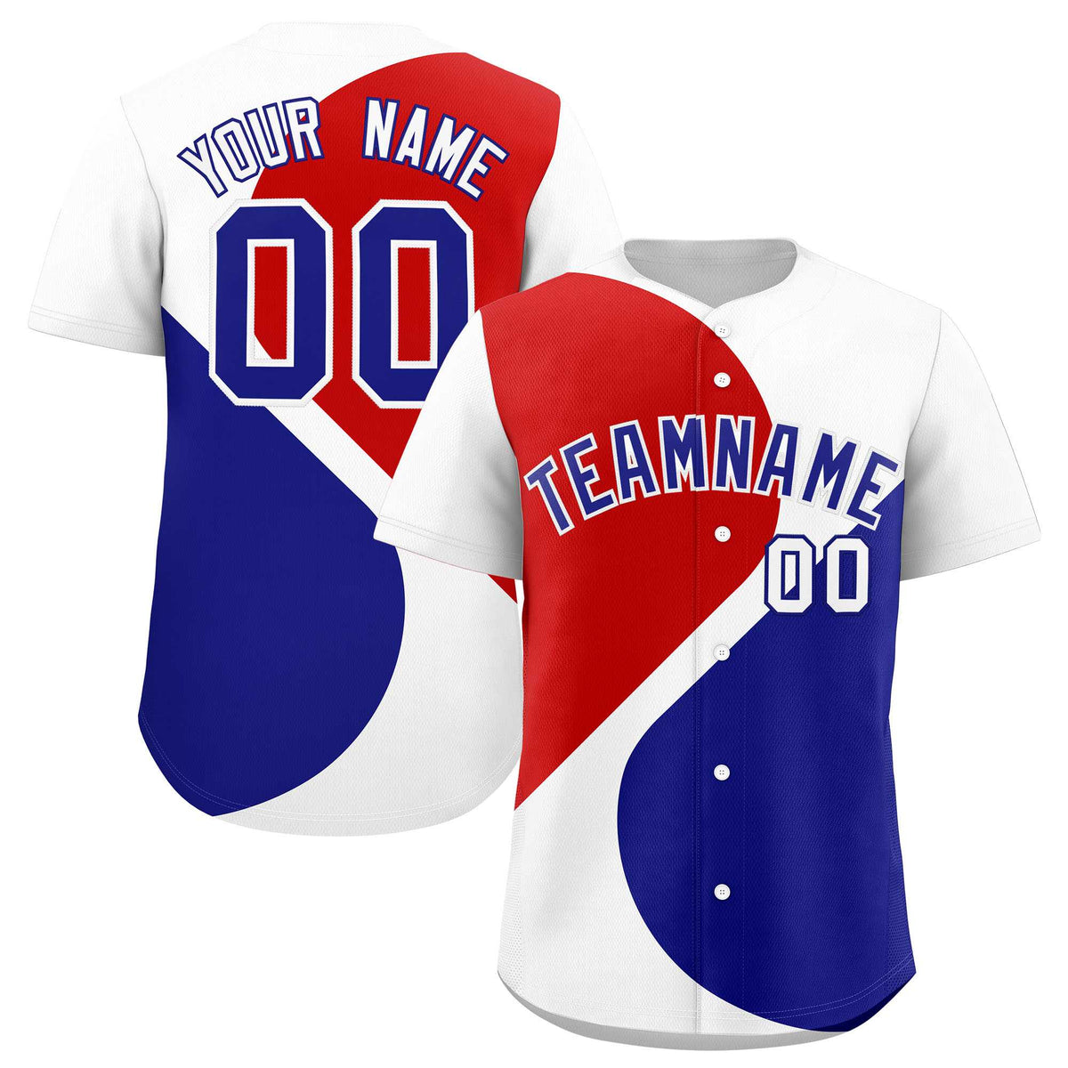 Custom White Red-Royal Color Block Personalized Half Heart Pattern Authentic Baseball Jersey