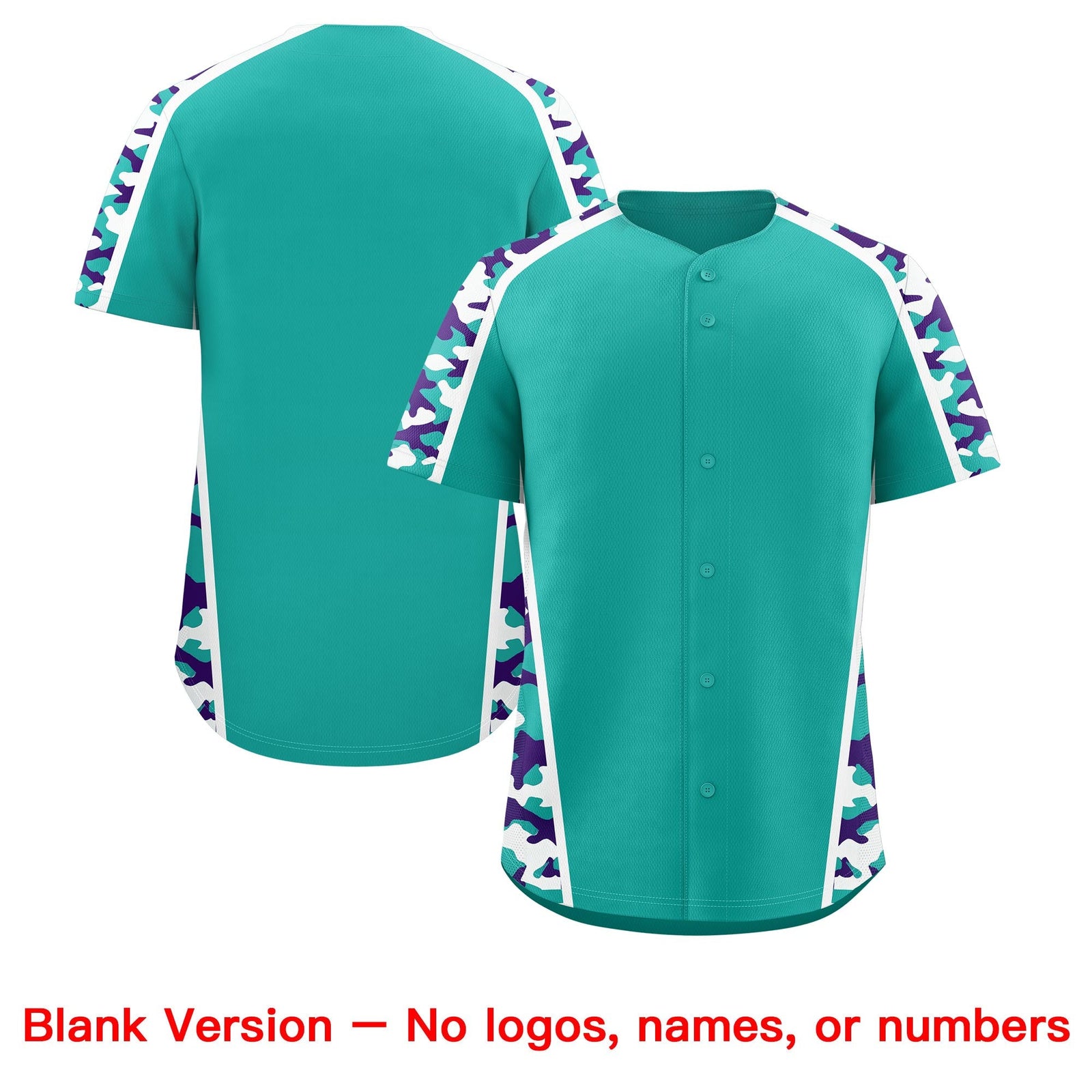 Custom Aqua Purple Side Camo Style Personalization Baseball Jersey| KXKSHOP