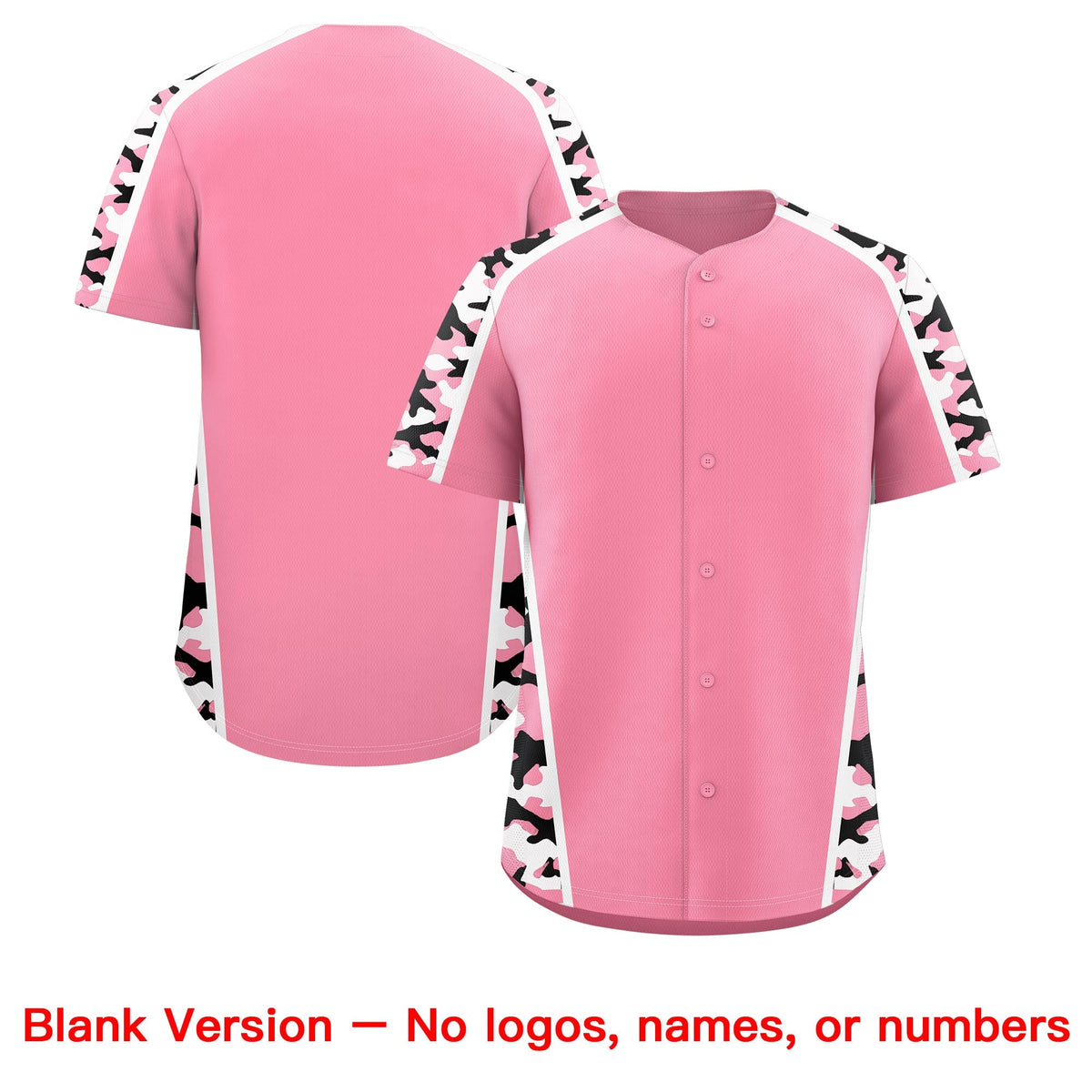Custom Light Pink Black Side Camo Style Personalization Baseball Jersey| KXKSHOP
