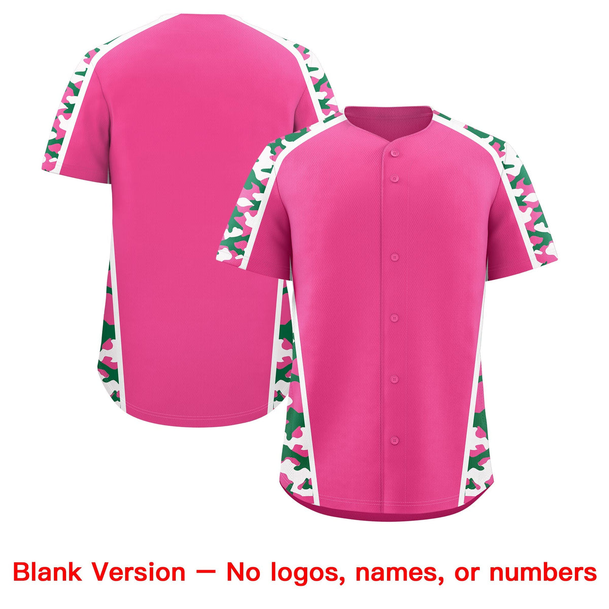 Custom Pink Kelly Green Side Camo Style Personalization Baseball Jersey| KXKSHOP
