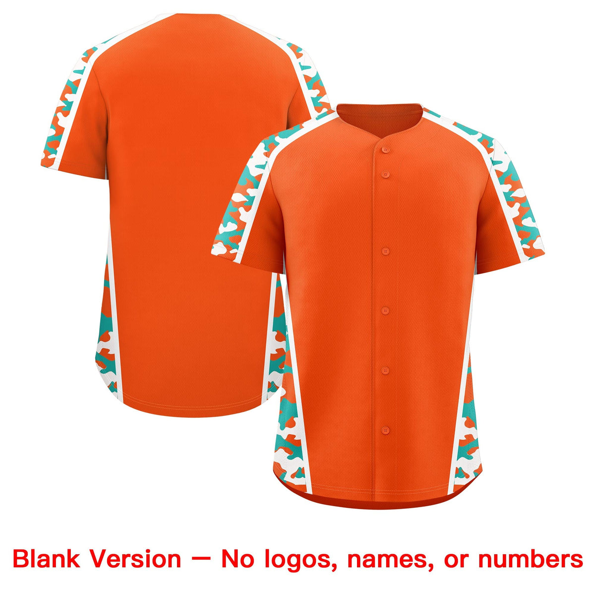 Custom Orange Aqua Side Camo Style Personalization Baseball Jersey| KXKSHOP
