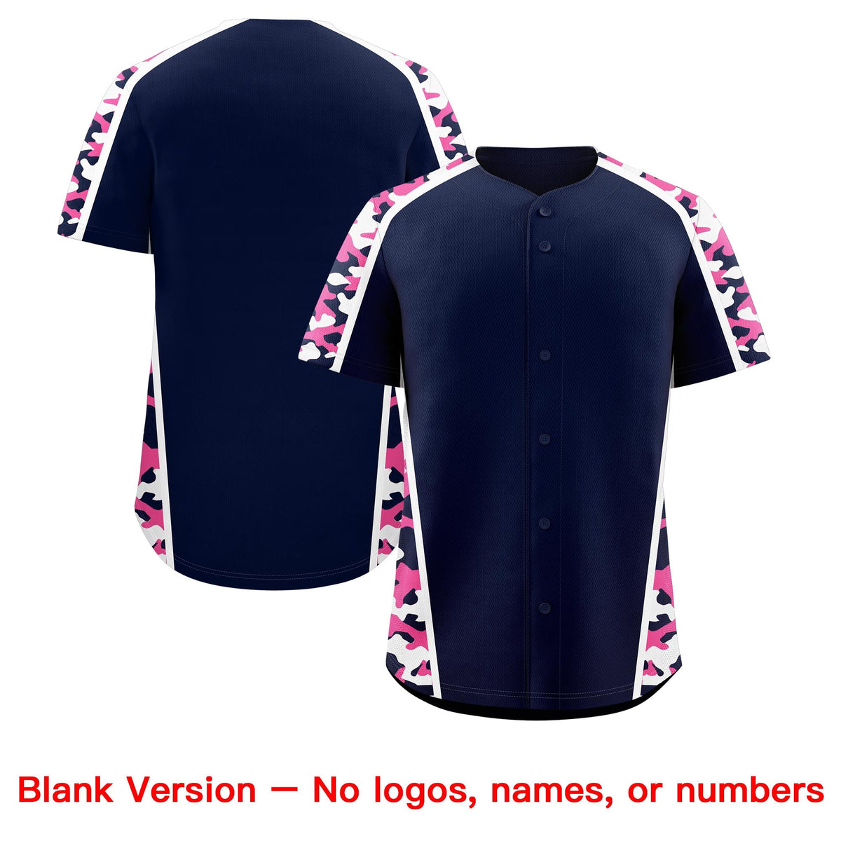 Custom Navy Pink Side Camo Style Personalization Baseball Jersey| KXKSHOP