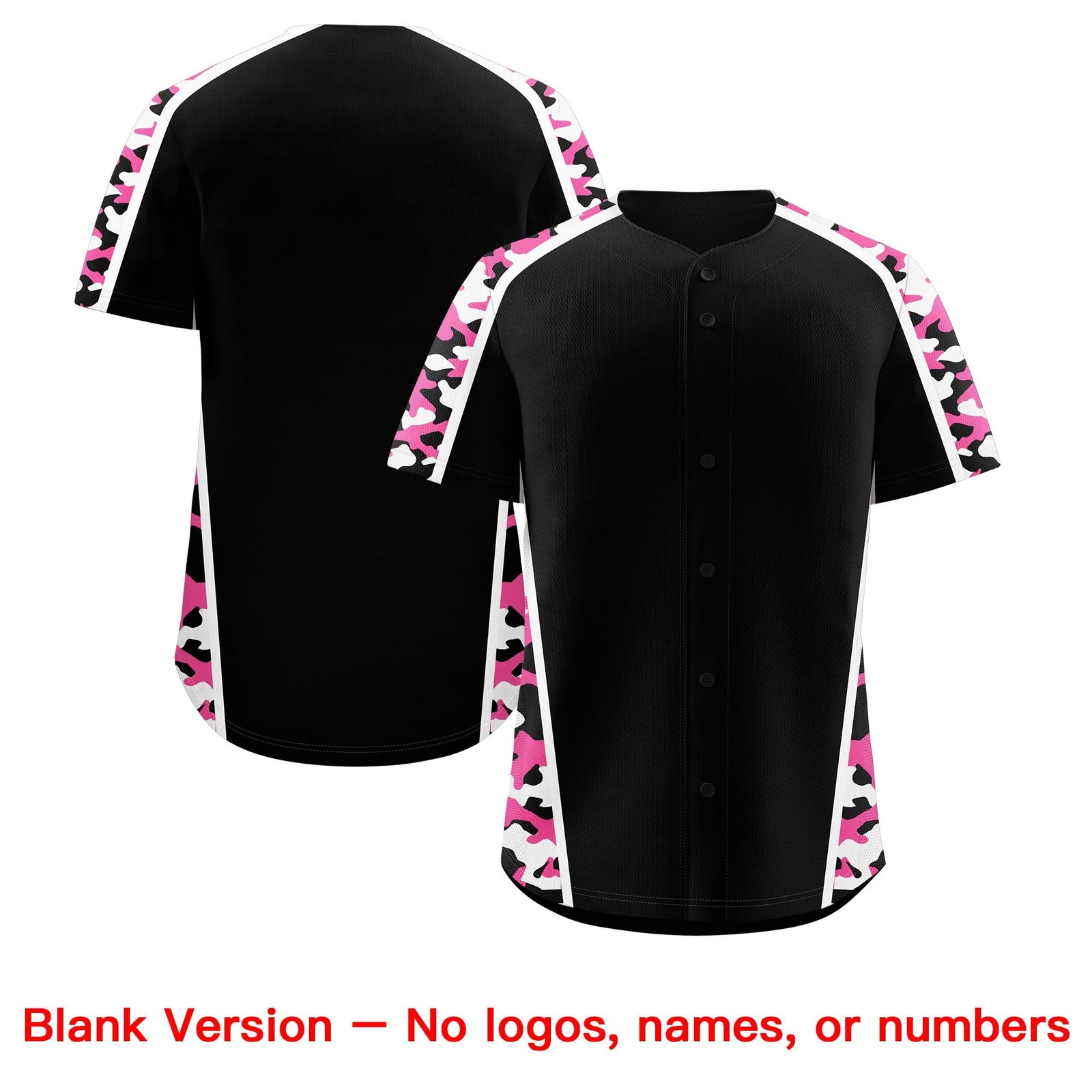 Custom Black Pink Side Camo Style Personalization Baseball Jersey| KXKSHOP