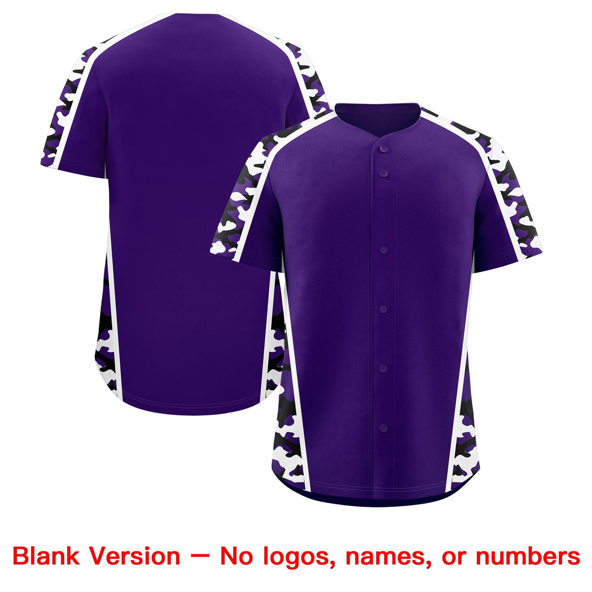 Custom Purple Black Side Camo Style Personalization Baseball Jersey| KXKSHOP