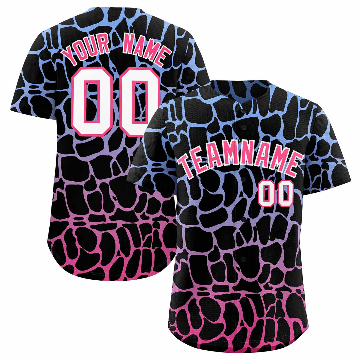 Custom Light Blue Pink Giraffe Graffiti Pattern Authentic Baseball Jersey