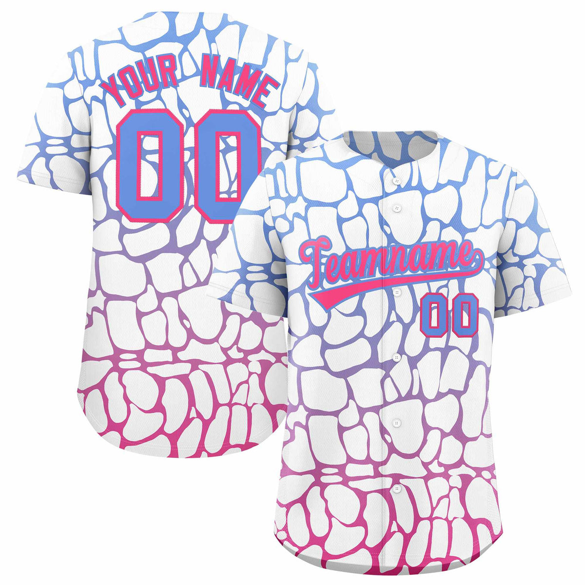 Custom Light Blue Pink Giraffe Graffiti Pattern Authentic Baseball Jersey