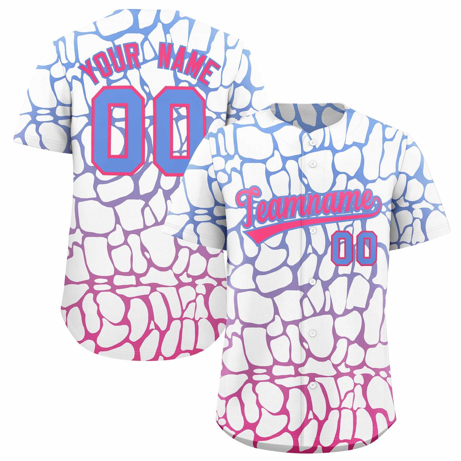 Custom Light Blue Pink Giraffe Graffiti Pattern Authentic Baseball Jersey