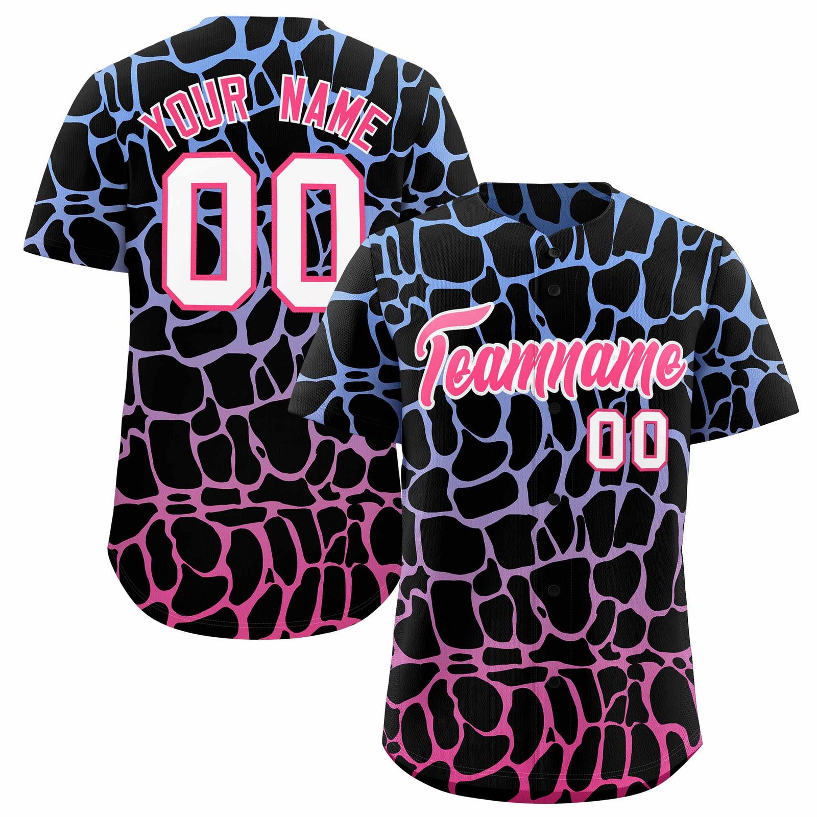 Custom Light Blue Pink Giraffe Graffiti Pattern Authentic Baseball Jersey