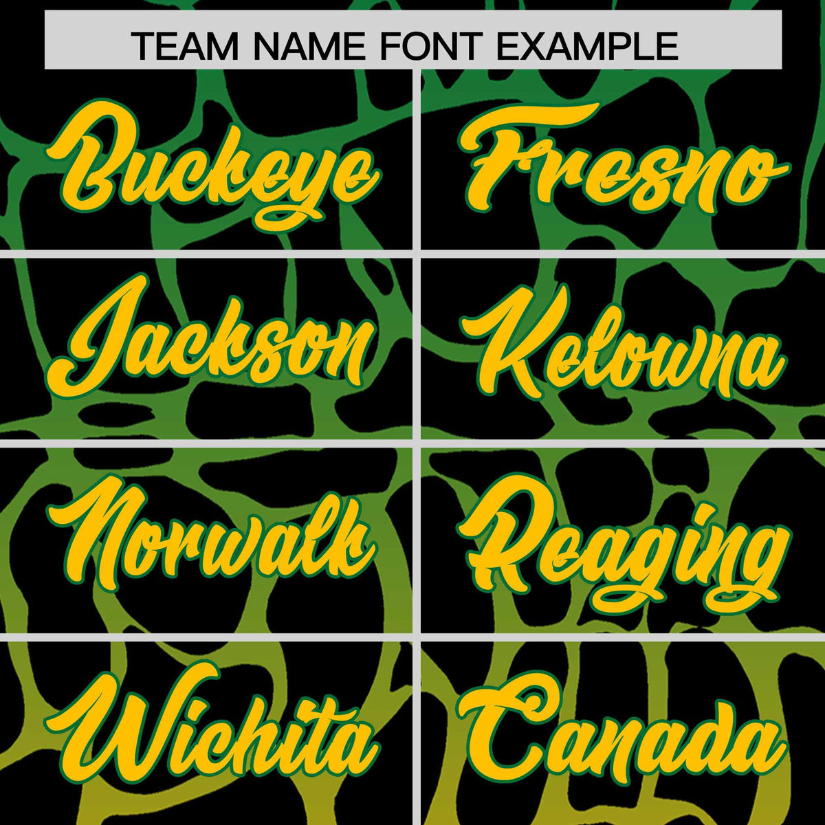 Custom Kelly Green Yellow Giraffe Graffiti Pattern Authentic Baseball Jersey