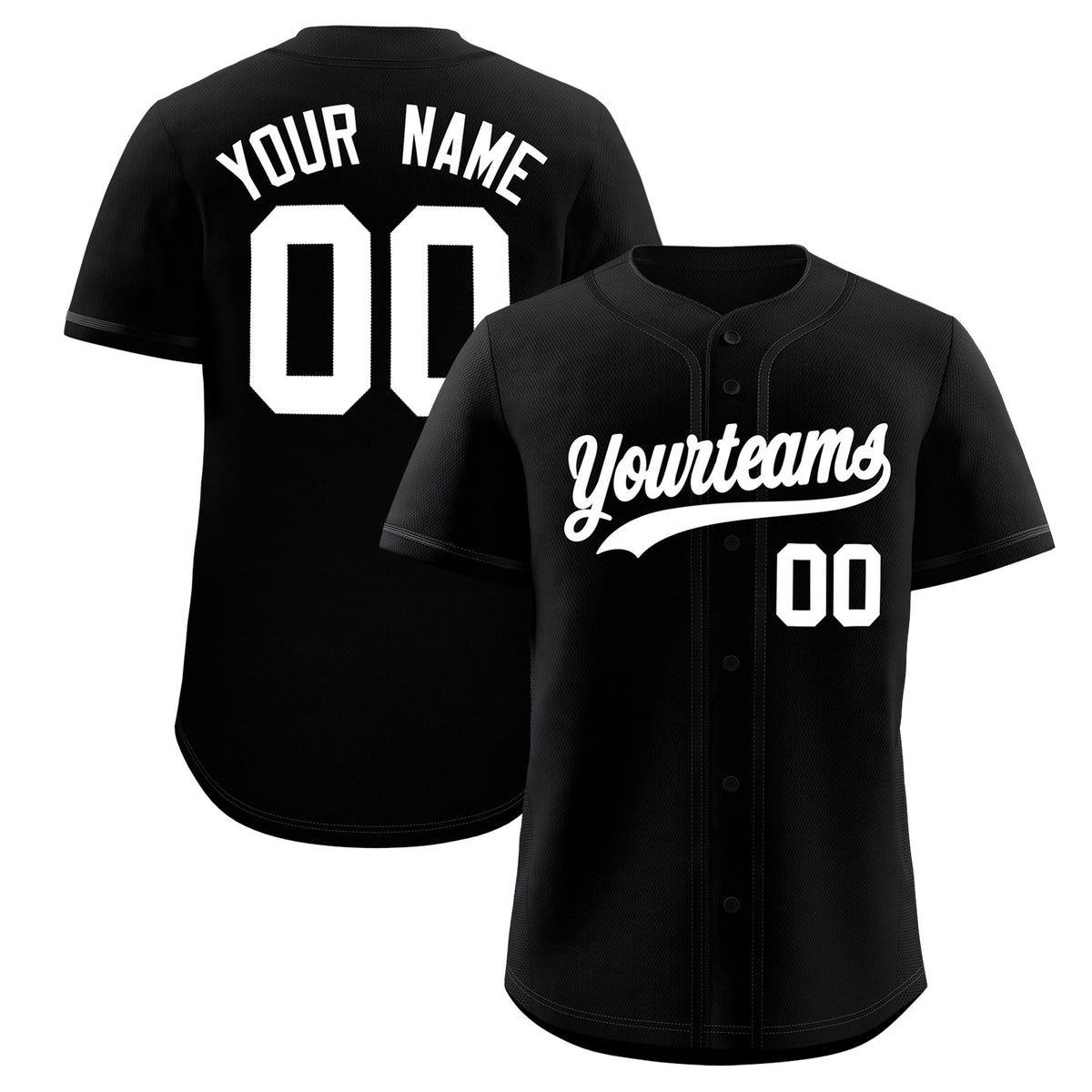 Custom Black Classic Solid Color Personalized Baseball Jersey