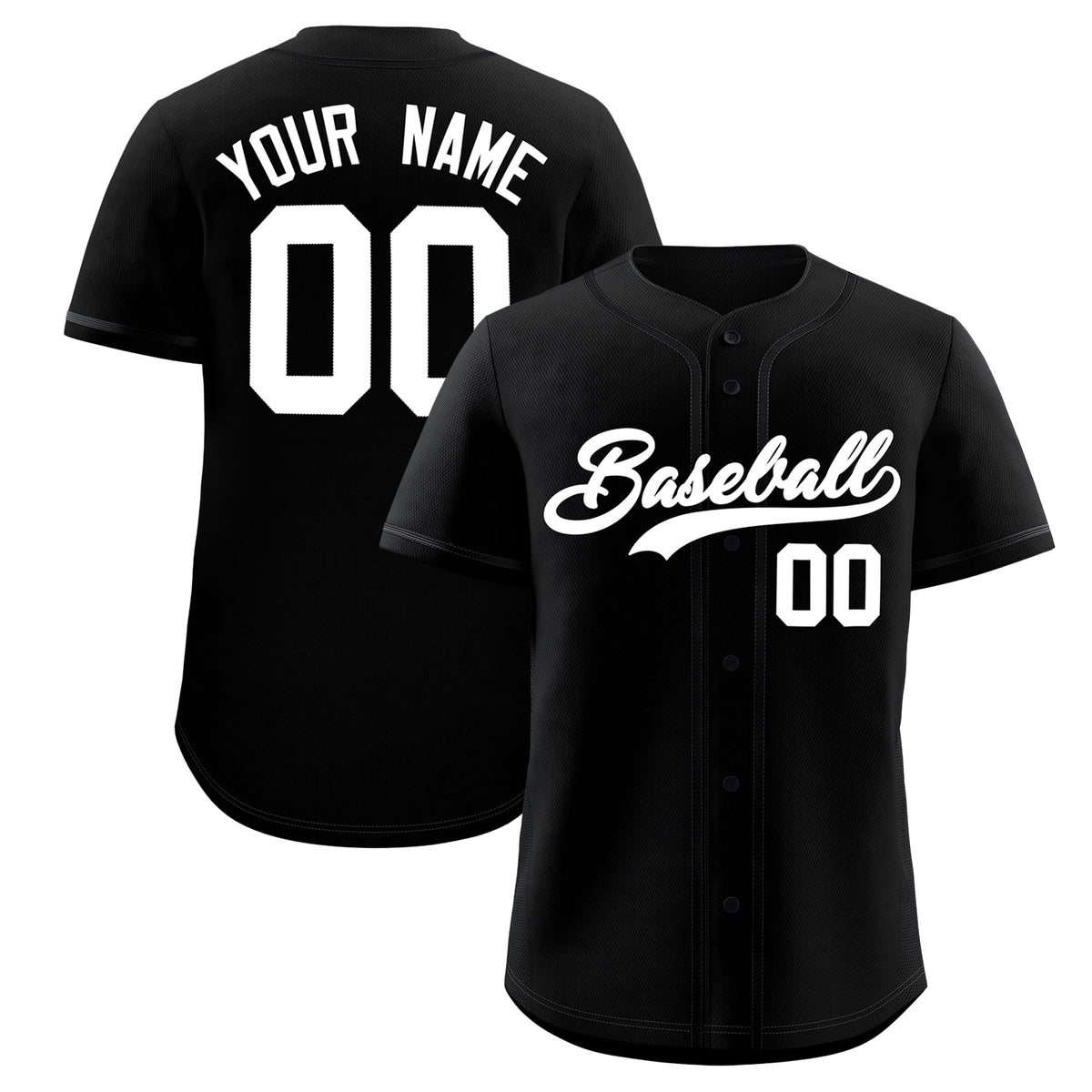 Custom Black Classic Solid Color Personalized Baseball Jersey