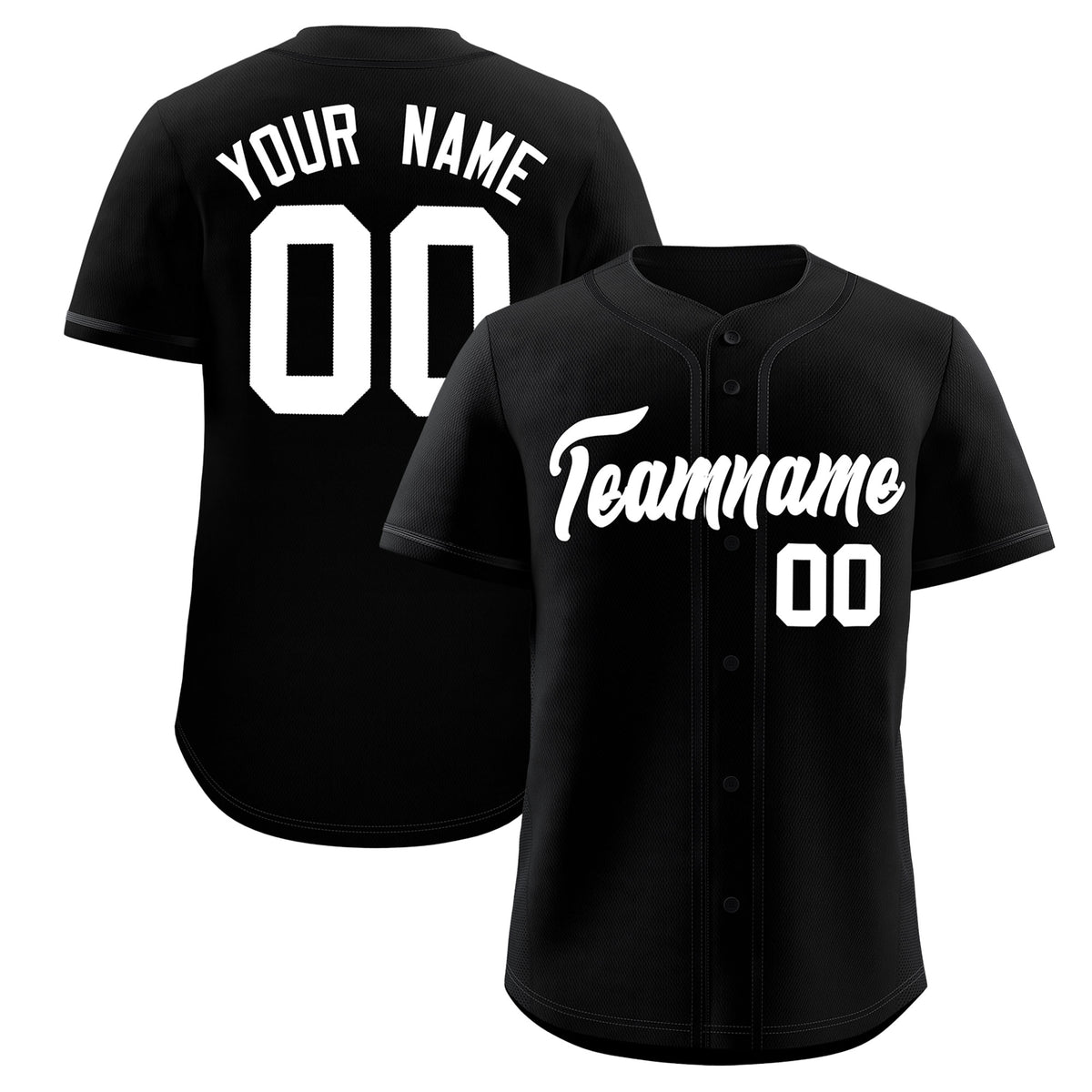 Custom Black Classic Solid Color Personalized Baseball Jersey