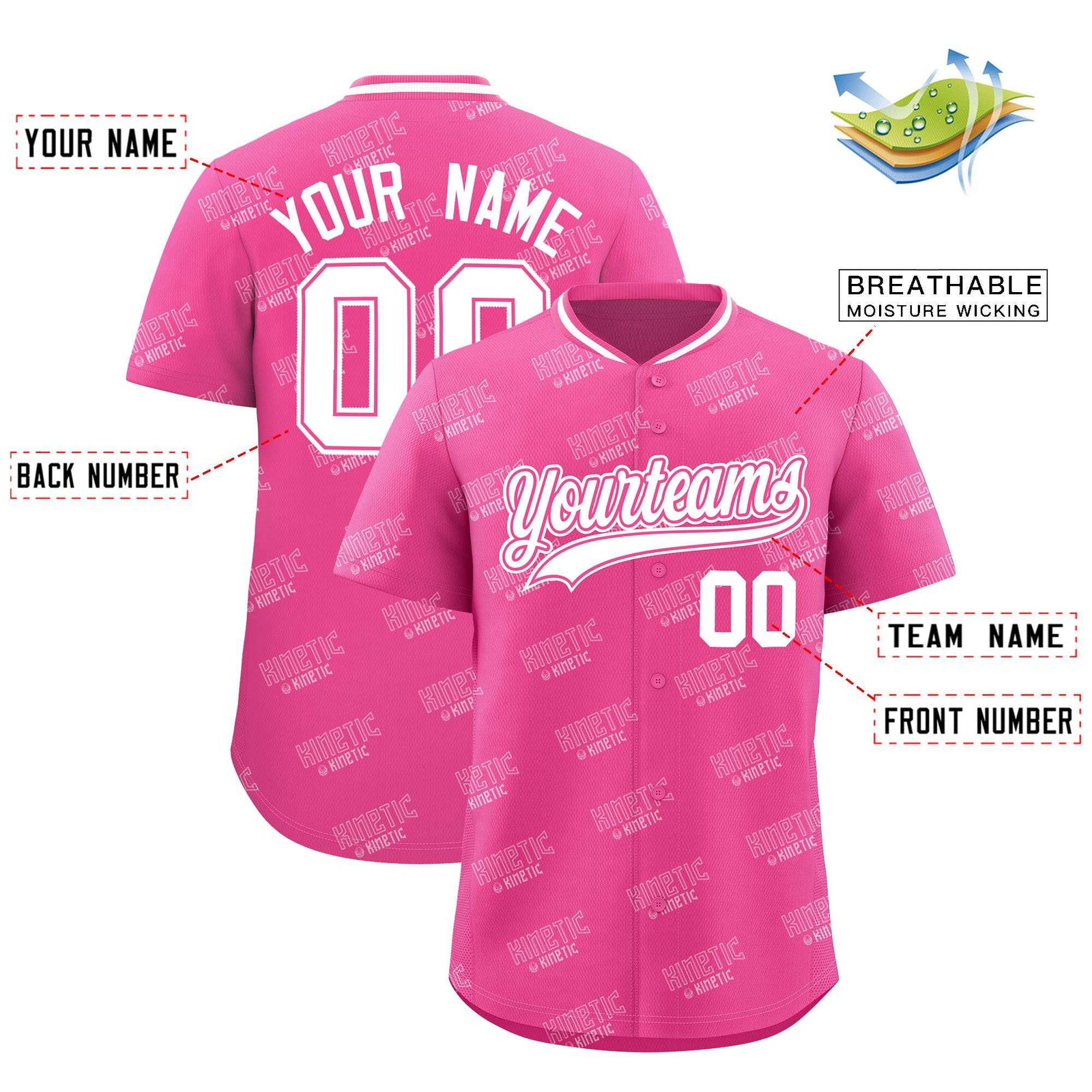 Custom Pink White Full Button Text Graffiti Pattern Authentic Baseball Jersey