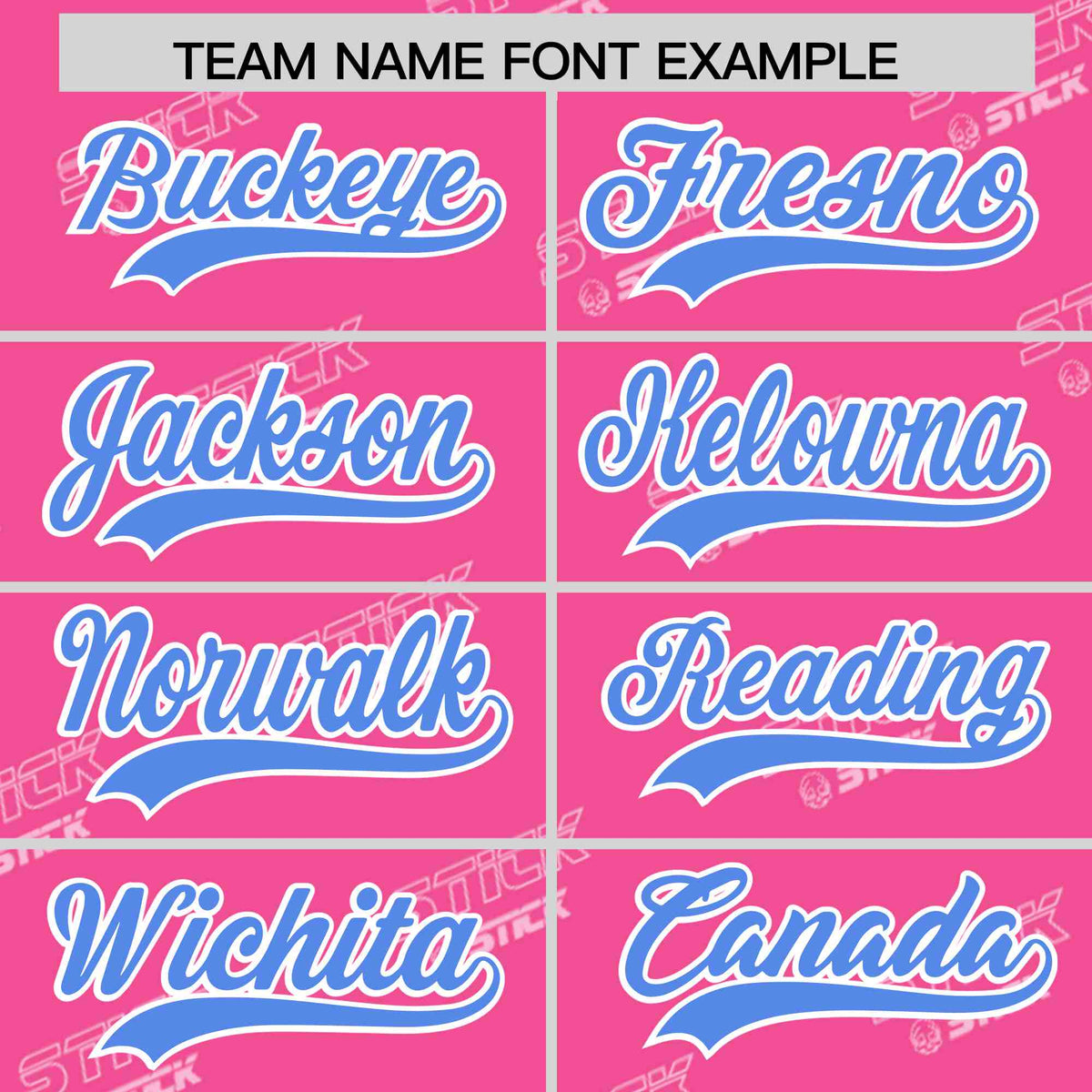 Custom Pink Powder Blue Full Button Text Graffiti Pattern Authentic Baseball Jersey