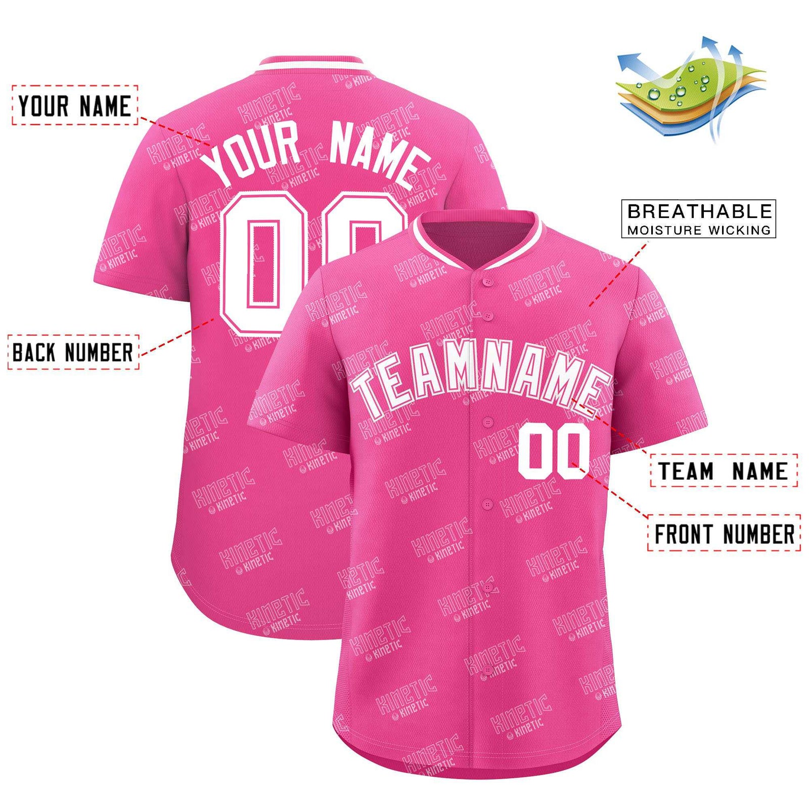 Custom Pink White Full Button Text Graffiti Pattern Authentic Baseball Jersey