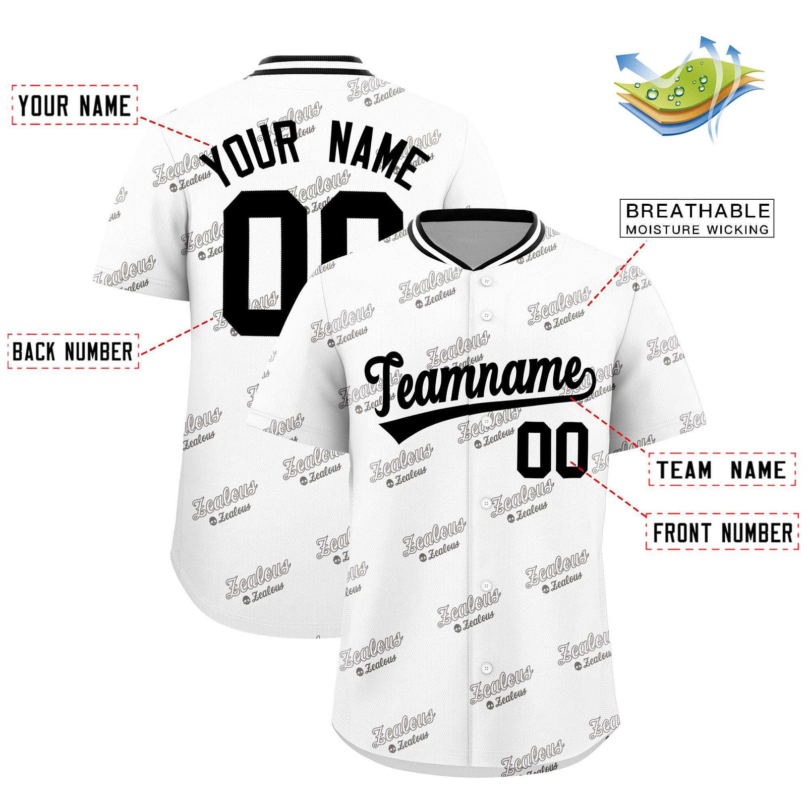 Custom White Black Full Button Text Graffiti Pattern Authentic Baseball Jersey