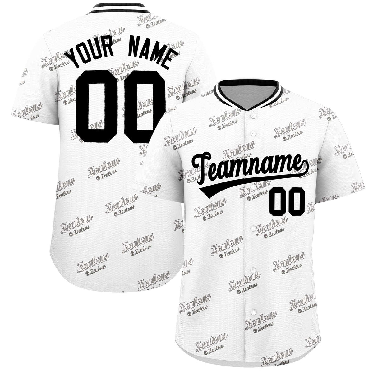 Custom White Black Full Button Text Graffiti Pattern Authentic Baseball Jersey