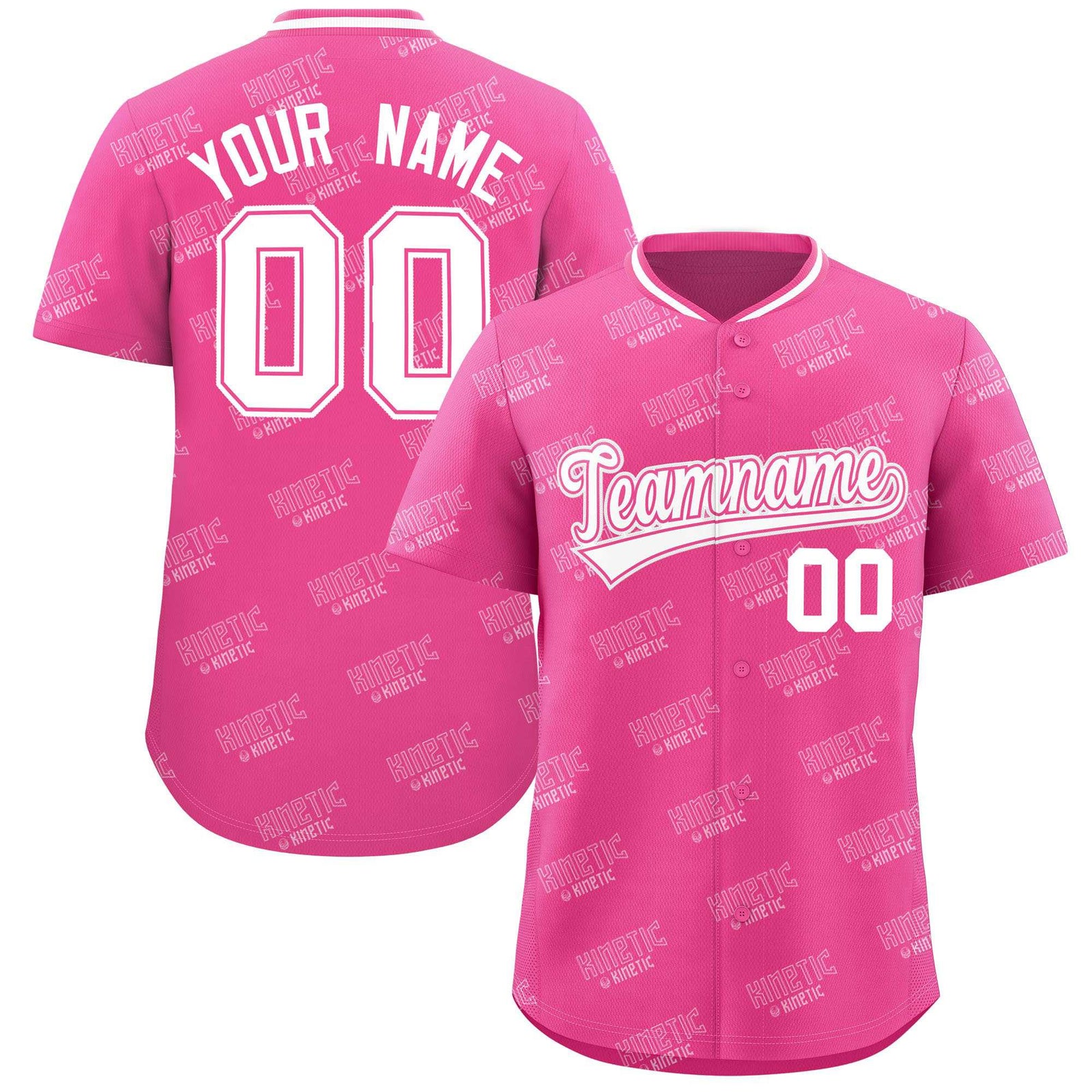 Custom Pink White Full Button Text Graffiti Pattern Authentic Baseball Jersey
