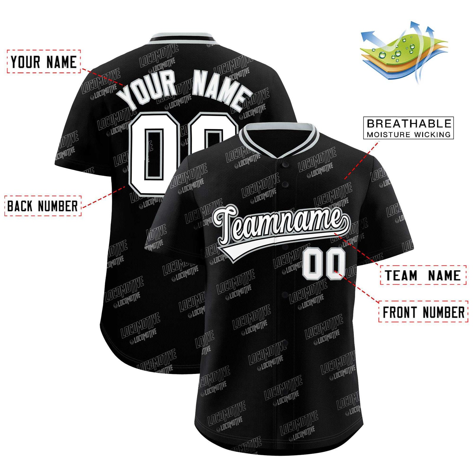 Custom Black Silver Full Button Text Graffiti Pattern Authentic Baseball Jersey