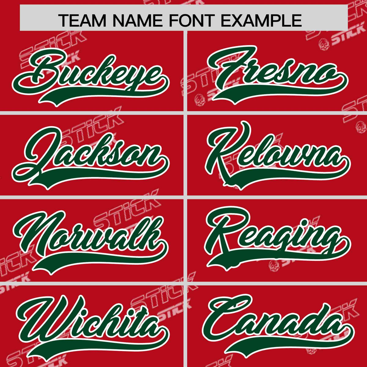 Custom Red Green Full Button Text Graffiti Pattern Authentic Baseball Jersey