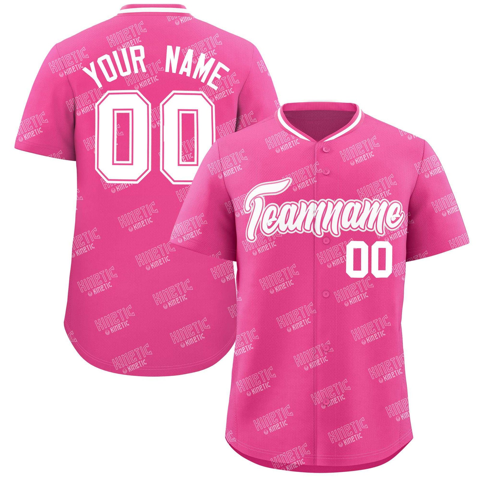 Custom Pink White Full Button Text Graffiti Pattern Authentic Baseball Jersey