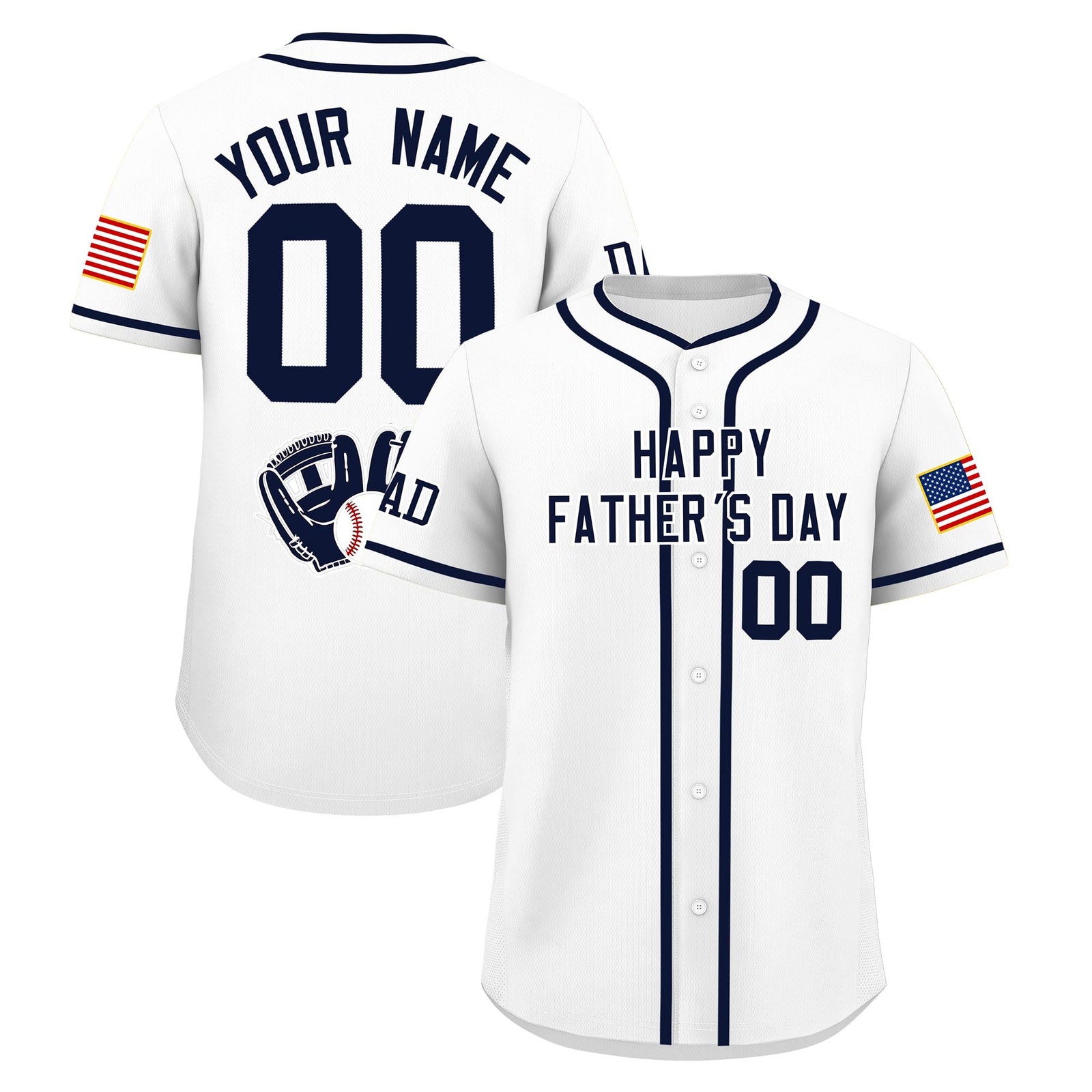 Custom White Navy Classic Style Father's Day Quick Dry Baseball Jersey| KXKSHOP