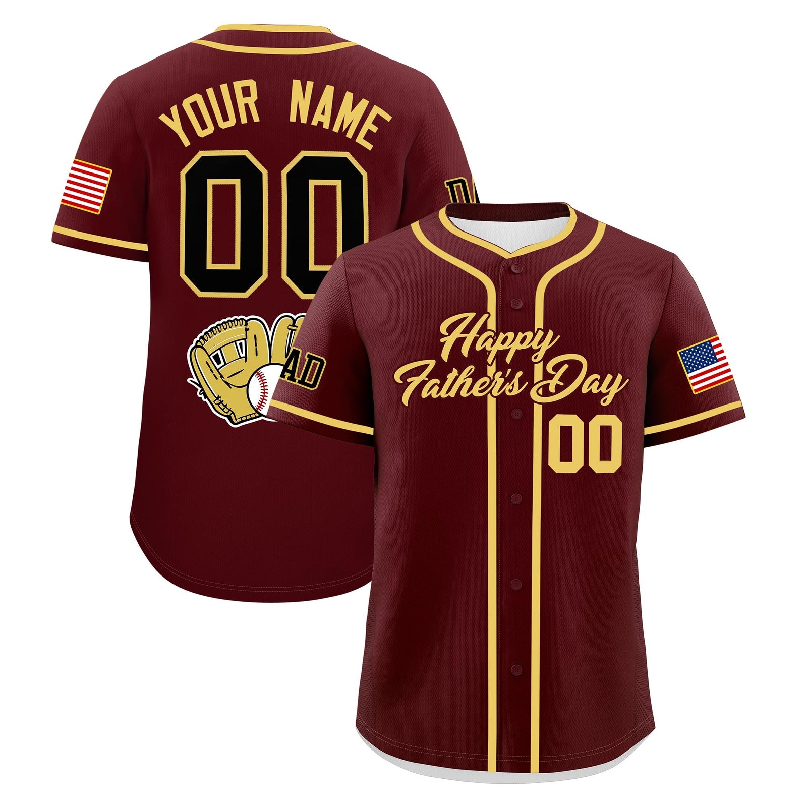 Custom Burgundy Khaki Classic Style Father's Day Quick Dry Baseball Jersey| KXKSHOP
