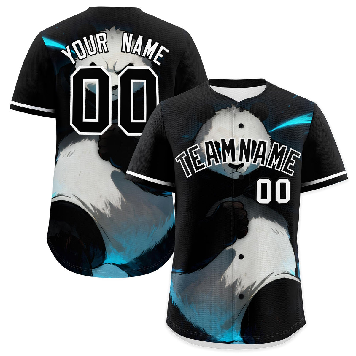 Custom Black White Panda Animal Series Personalization Graffiti Pattern Baseball Jersey| KXKSHOP