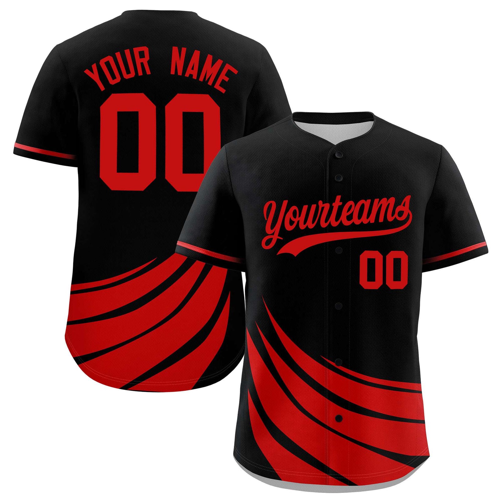Custom Black Red Wind Mark Graffiti Pattern Authentic Baseball Jersey